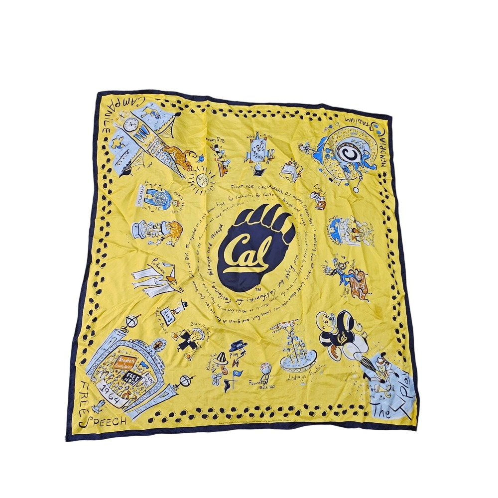 UC Berkeley Scarf Vintage Yellow Cal Golden Bears Campus Map Illustrated Silk
